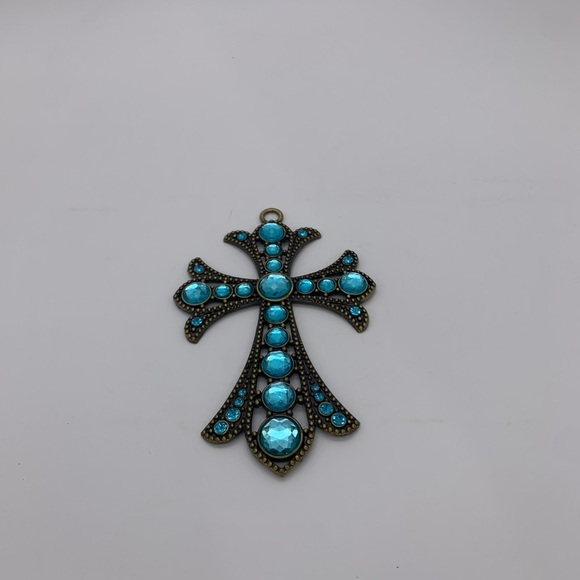 Beautiful Vtg. Medieval Gothic Victorian 7.5” Sun-catcher Ornament Ornate Cross - Picture 4 of 8